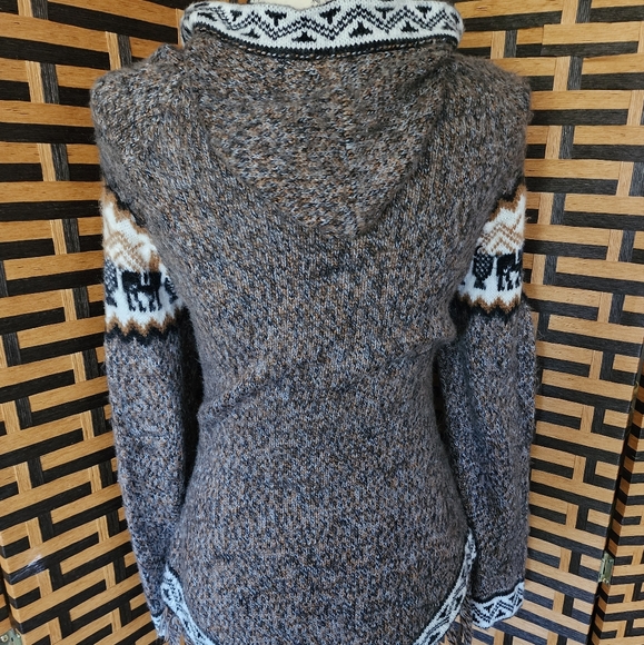Peruvian Wool Bodycon Boho Llama Hoodie Sweater Sz: XS/S - Picture 2 of 5